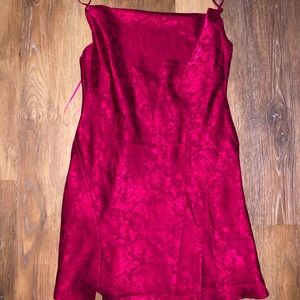 Red silk dress with silt
